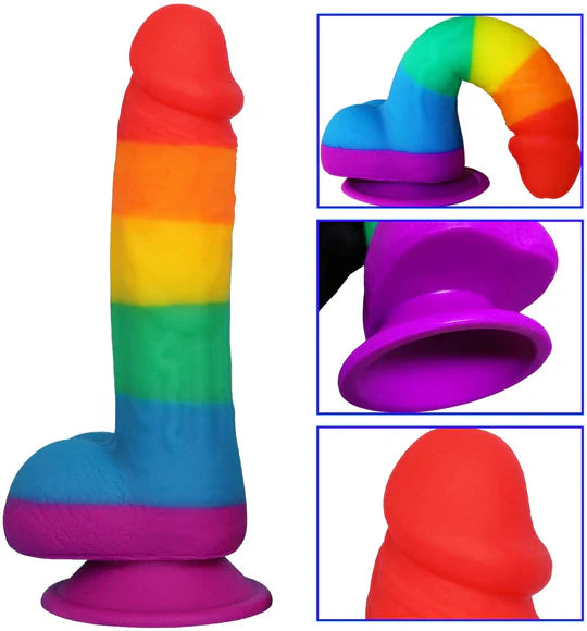 Rainbow Soft Big Realistic Silicone Dildo