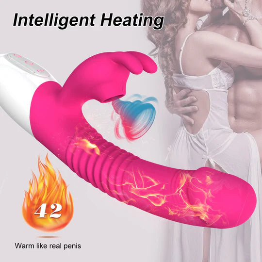 Rabbit Vibrator Sucking Vibration Heating G spot Clit Stimulator Dildo